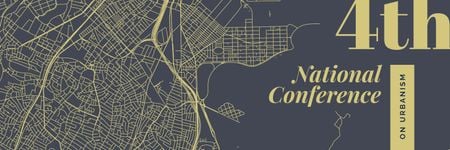 Kentsel Konferans Şehir Haritası Illüstrasyon Twitter Tasarım Şablonu
