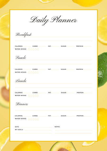 Daily Meal Planner with Lemons and Avocado Schedule Plannerデザインテンプレート