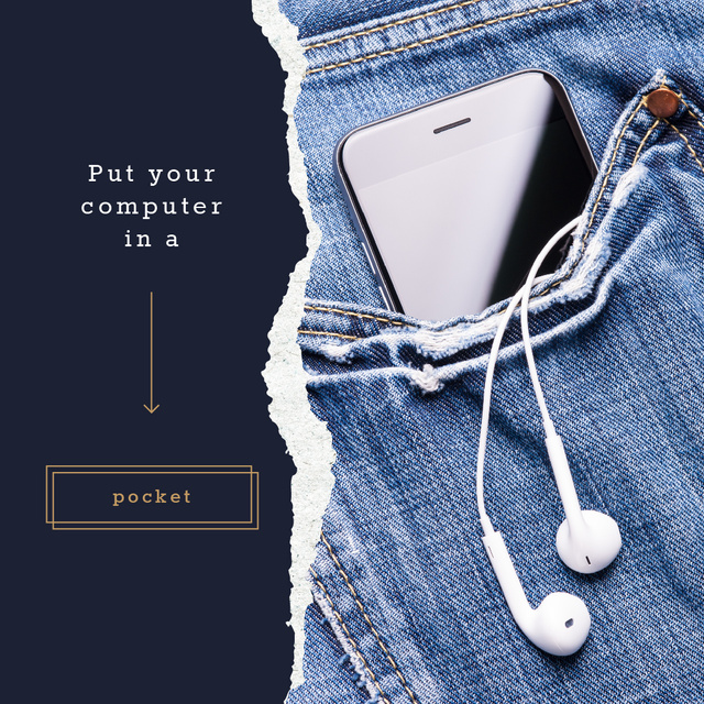 Ontwerpsjabloon van Instagram AD van Smartphone in jeans pocket