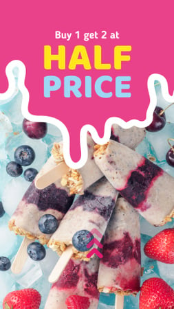 Ice cream with Berries Instagram Story Design Template
