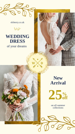 Wedding Dress Offer Elegant Bride and Groom Instagram Story tervezősablon