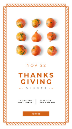 Small pumpkins for Thanksgiving decoration Instagram Story Modelo de Design