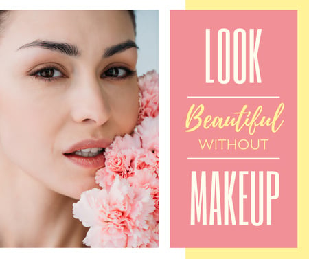 Beauty Inspiration Young Girl without makeup Facebook Design Template