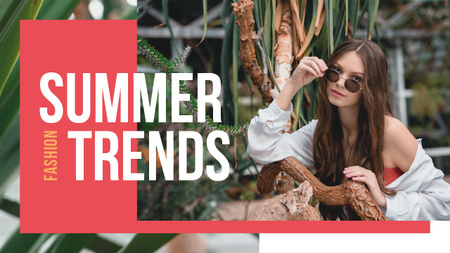 Summer Fashion Ad Woman Wearing Sunglasses Youtube Thumbnail Design Template