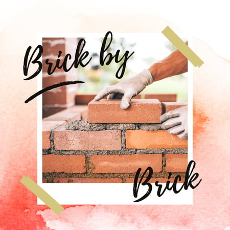 Builder building brick wall Instagram Design Template
