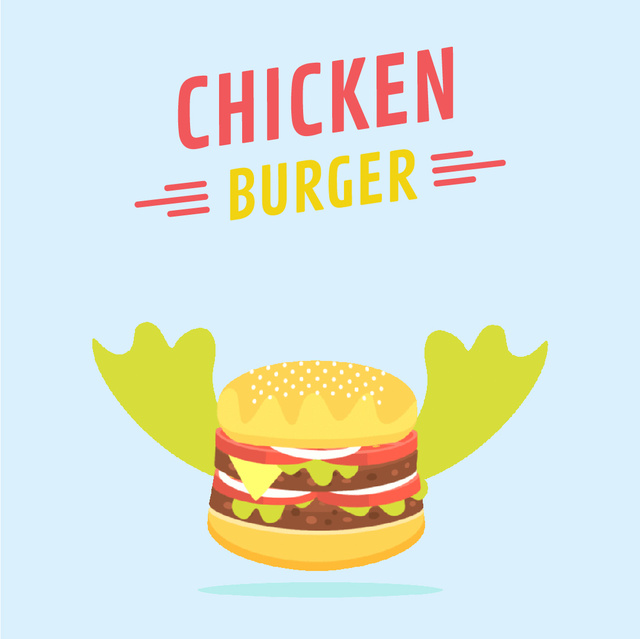Flying Tasty Cheeseburger Animated Post Design Template