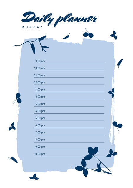 Daily schedule with blue leaves Schedule Planner tervezősablon