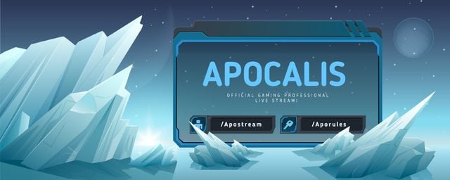 Game Stream Ad with Glaciers illustration Twitch Profile Banner Design Template