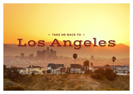 Los Angeles City View Postcard Design Template