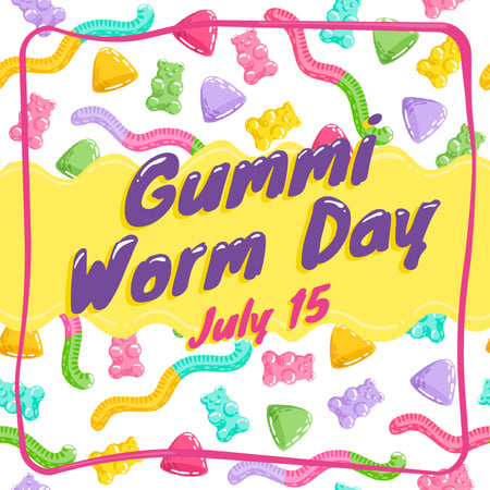 Ontwerpsjabloon van Instagram van Gummi worm candy Day
