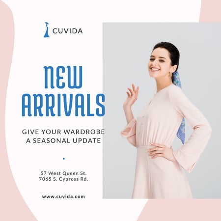 Clothes Shop Ad Woman in Dress Instagram Design Template