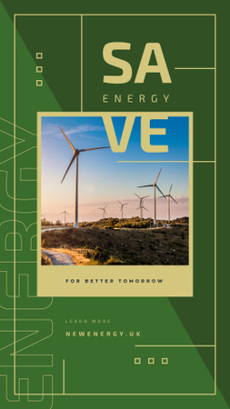 Wind turbines farm for saving energy Instagram Story Modelo de Design