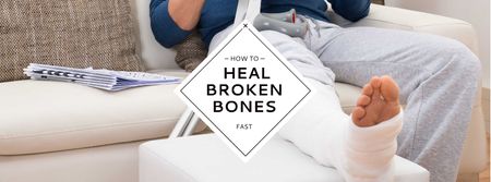 Platilla de diseño Man with broken bones sitting on sofa Facebook cover