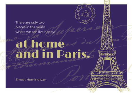 Paris Travelling Inspiration with Eiffel Tower Postcard Modelo de Design