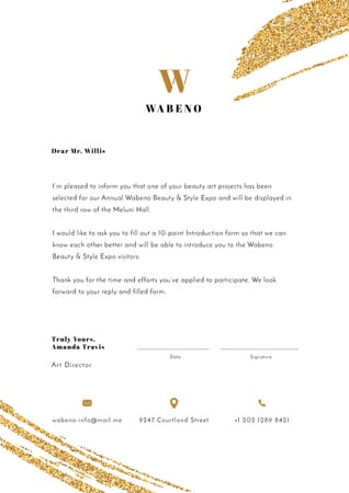 Business Expo official terms on golden glitter Letterhead Design Template