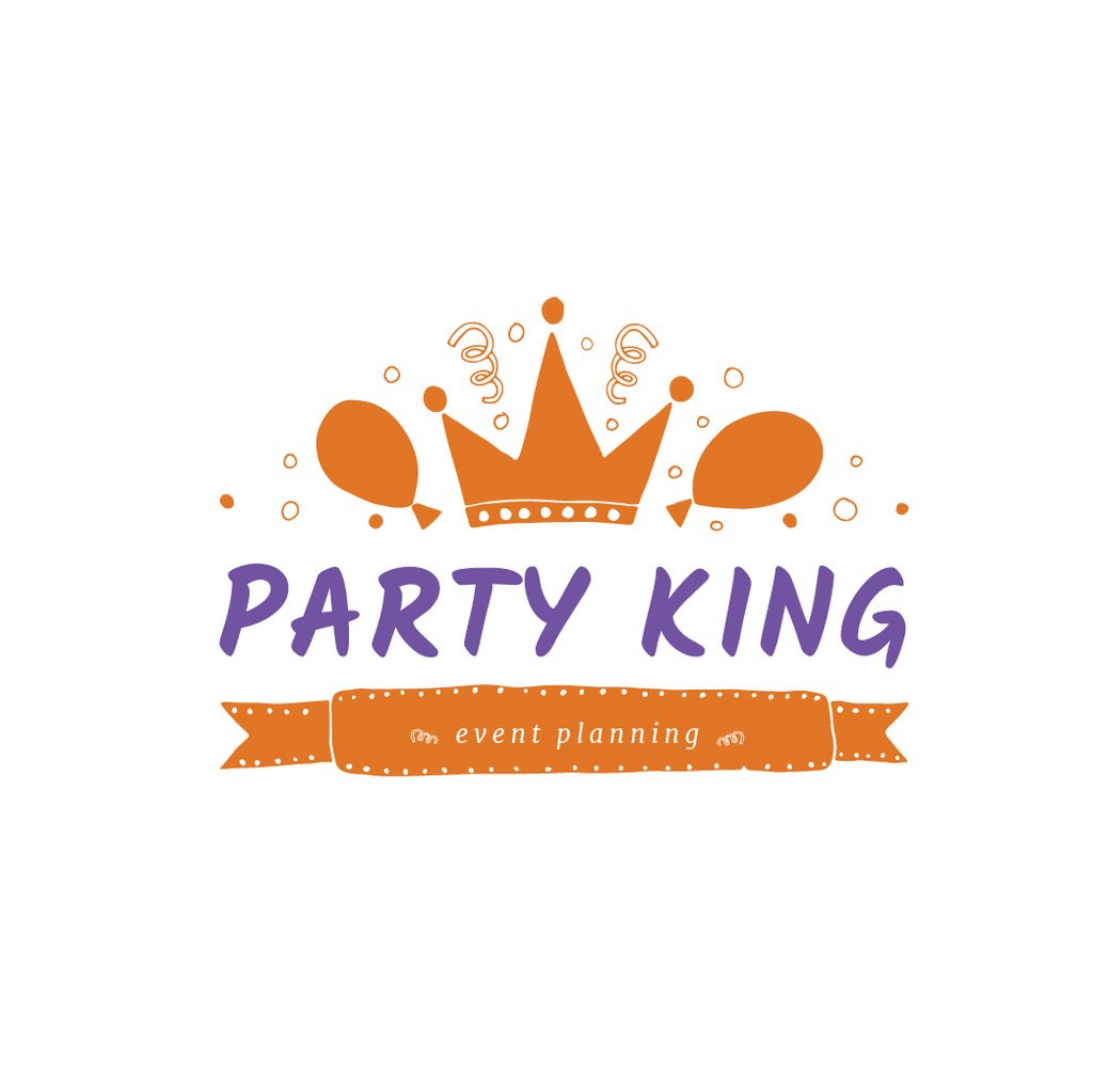 Event Agency with Balloons and Confetti in Orange Logo Design Template