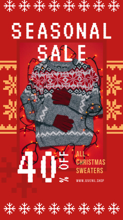 Seasonal Sale Christmas Sweater in Red Instagram Story Design Template