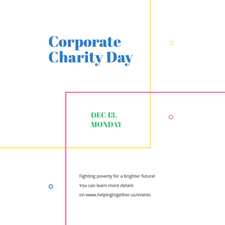 Corporate Charity Day on simple lines Instagram AD Design Template