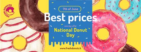 Delicious Glazed Donuts on Donuts Day Facebook cover Design Template