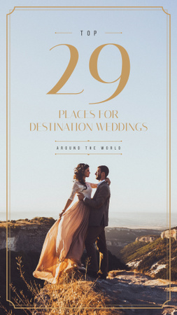 Happy Newlyweds on a Cliff on Wedding Instagram Story Design Template