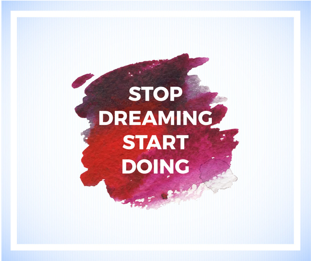 Motivational Quote on Watercolor Blot in Red Facebook Πρότυπο σχεδίασης