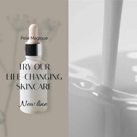 Natural Cosmetics Ad with Splash of milk Animated Post Design Template