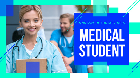 Ontwerpsjabloon van Youtube Thumbnail van Medical Student with Stethoscope and Notepad