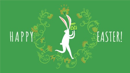 Happy Easter card with White Rabbit Full HD video tervezősablon