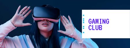 Woman using vr glasses Facebook cover Design Template