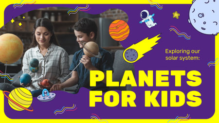 Kids Education Boy Studying Planets Youtube Thumbnail Modelo de Design