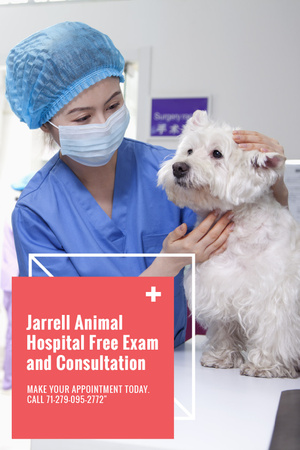 Designvorlage Vet Clinic Ad Doctor Holding Dog für Tumblr