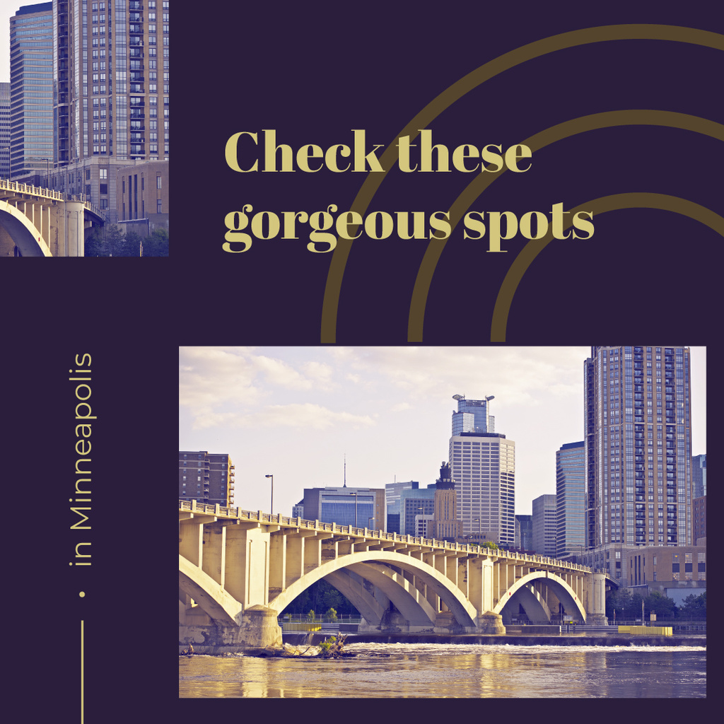 Designvorlage View of city buildings in Minneapolis für Instagram AD