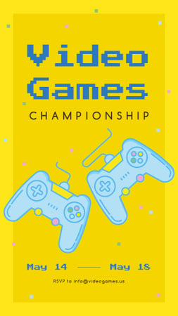 Designvorlage Video console gamepads on Yellow background für Instagram Story