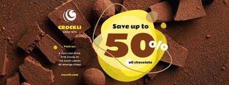 Sale Offer Sweet Chocolate Pieces Facebook cover Modelo de Design