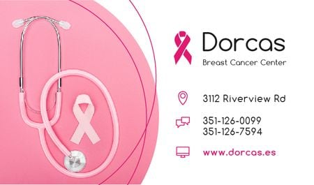 Breast Cancer Center with Pink Ribbon Business card Design Template