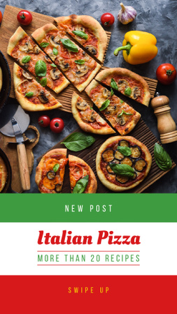 Designvorlage Pizza tasty slices für Instagram Story