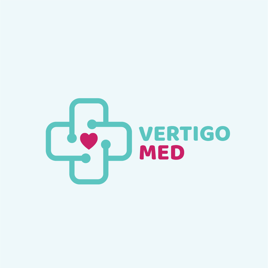 Medical Services with Heart in Cross Logo Tasarım Şablonu