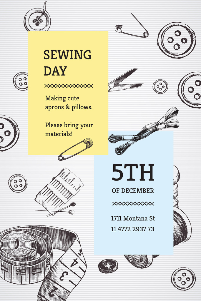Template di design Sewing day event Pinterest