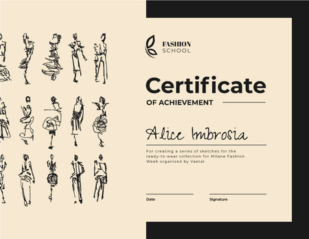 Fashion School course Achievement in Pink Certificate tervezősablon