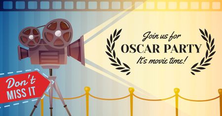 Oscar Party announcement with Film Projector Facebook AD Modelo de Design