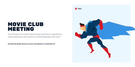 Template di design Movie Club Meeting Man in Superhero Costume Image