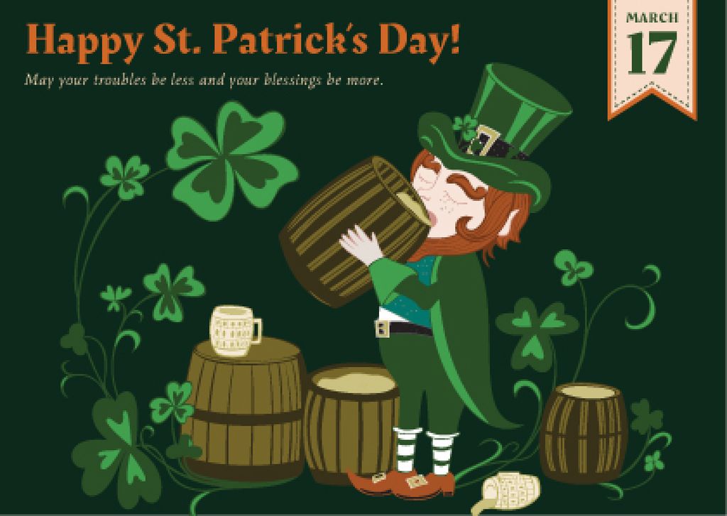 St. Patrick's day greeting card Postcard Design Template