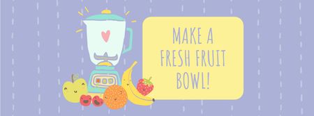 Plantilla de diseño de Raw Fruits with Kitchen Blender Facebook cover 