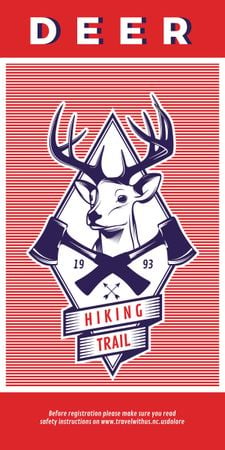 Hiking Trail Ad Deer Icon in Red Graphic Šablona návrhu