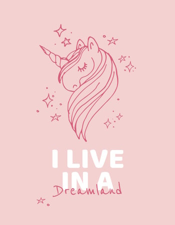 Ontwerpsjabloon van T-Shirt van Childhood Dreams inspiration with Unicorn