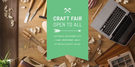 Platilla de diseño Craft fair Announcement with Laptop Twitter