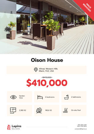 Real Estate Ad with Modern House Facade Poster Modelo de Design
