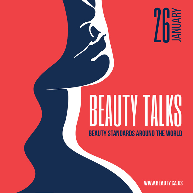 Beauty Talks Announcement with Creative Female Portrait Animated Post Tasarım Şablonu