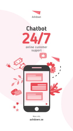 Online Customers Support Chat on Phone Screen Instagram Video Story Design Template