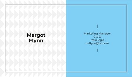Marketing Manager Contacts with Geometric Pattern in Blue Business card Πρότυπο σχεδίασης